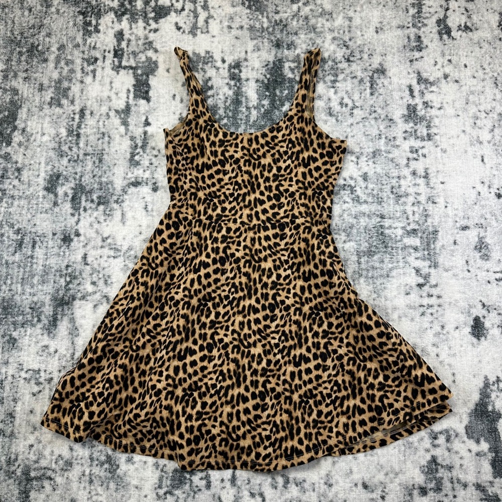 PINK Victoria's Secret Dress Women XS Brown Leopard‎ Print Skater Fit Flare Mini